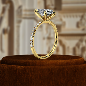 Anillo de compromiso con corte marquesa de 1 quilate, anillo de boda con pavé, anillo de oro blanco de 14k, anillo con diamante certificado IGI - Product Image 2