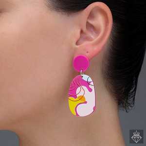 PRAO COMBO Rose Studs Aros de doble tono Colgantes abstractos-Pendientes de tuerca de moda con estilo - Product Image 6