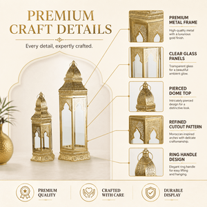 Wholesale Custom Gold Moroccan Ramadan Fanoos <strong>Lantern</strong> Set Metal Glass <strong>Candle</strong> <strong>Holder</strong> for Eid Wedding Decor - Product Image 4