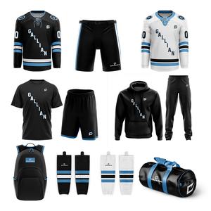 Conjunto de Jersey y uniforme de hockey sobre hielo con sublimación completa personalizada de sarga de aparejos OEM para jugadores que buscan un equipo de hockey duradero único - Product Image 2