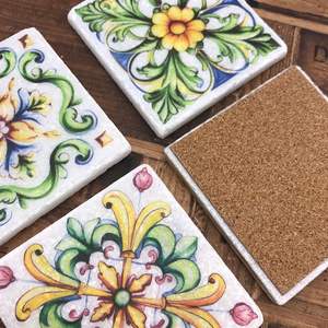 Sous-verres en marbre majolique italien, élégants et faits à la main, pour la décoration de la maison - Product Image 2