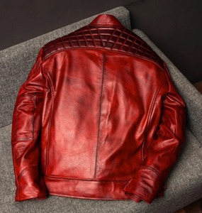 Veste en cuir rouge unique de haute qualité PREMIUM - Product Image 6