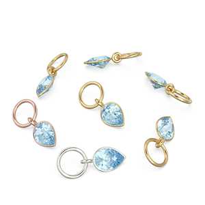 Pendentif en or massif avec aquamarine en forme de poire, minimaliste, petit, empilable, bijoux fins, pierre de naissance de mars, pierre précieuse bleue pour votre style - Product Image 2