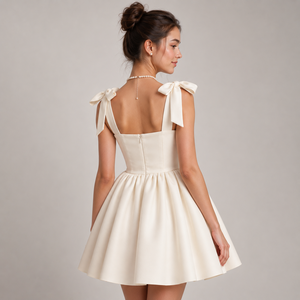 Elegante Vestido de Novia Moderno de Satén con Bordado, Largo hasta el Tobillo, Color Personalizado, con Espalda de Cordones, Antiarrugas, con Tirantes de Lazo - Product Image 2