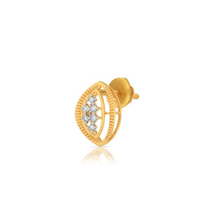 Boucles d'oreilles à clous en diamant avec cadre en feuille d'or - Product Image 3