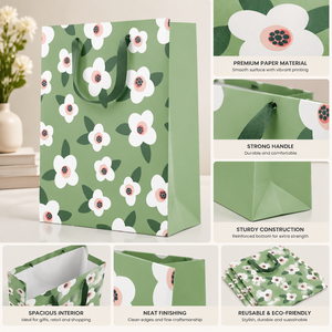Custom Floral <b>Paper</b> <b>Gift</b> <b>Bag</b> With Handle Luxury Shopping <b>Bag</b> Eco Friendly Packaging <b>Bag</b> For Retail Boutique <b>Gift</b> Wrapping - Product Image 4
