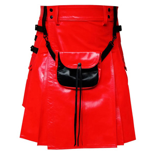 Kilt de Cuero Rojo con Bolsa Sporran, Estilo Motero Escocés y Gótico Personalizado 2026 - Product Image 3