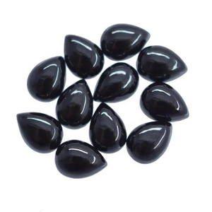 Spinelle noire naturelle 5x7mm, forme poire, cabochon à dos plat, pierre précieuse calibrée, spinelle polie de haute qualité provenant du fournisseur - Product Image 1