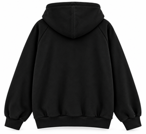 Sweat-shirt à capuche pour homme, noir, manches raglan, imprimé lettres blanches, poche kangourou, streetwear - Product Image 2