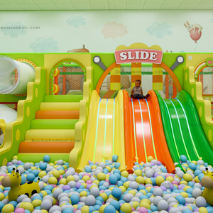 Aire de jeux intérieure commerciale, robuste et haute capacité, thème jungle, multi-jeux, avec toboggan et filet d'escalade, direct usine OEM - Product Image 3