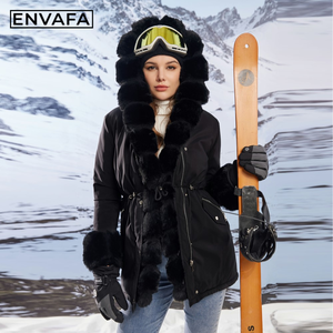 <b>Women</b> Thick Warm Eco-Friendly Winter <b>Coat</b> <b>Hooded</b> Parka Faux <b>Fur</b> Long <b>Puffer</b> Jacket Windproof Outerwear Polyester Fashion - Product Image 4