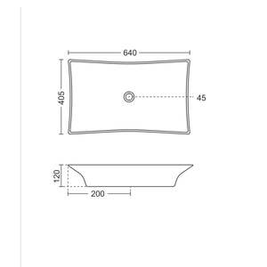 Floating wall hung ceramic sink glossy white rectangular 640x405x120mm bathroom basin semi pedestal - Product Image 4