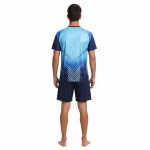 Ensemble de maillot de tennis sublimé pour homme Gradient Blue Moisture, manches courtes, coupe athlétique, tissu respirant, vêtements d'été - Product Image 3