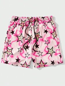 Shorts de Baño para Hombre, Estampados, de Secado Rápido, con Cordón en la Cintura, Diseño de Rayos Púrpuras, Casuales - Product Image 5