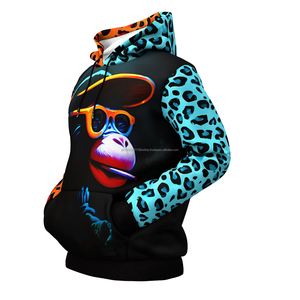 Sweat à capuche homme en molleton 100% coton, coupe ajustée, motif sublimation plantes marines, écologique, chaud, mode urbaine hiver - Product Image 6