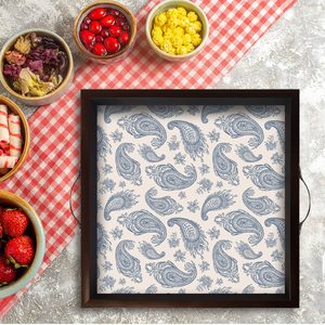 Bandejas de Servir Cuadradas de Madera con Diseño Textil Impreso, para Mesa de Comedor, Hogar y Oficina, Multiusos, para Regalo - Product Image 1