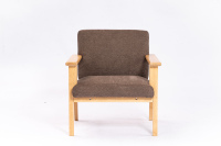 Fauteuil ergonomique moderne en bois pour bureau à domicile, entrepôt, hôtel, extérieur, villa, avec dossier réglable et revêtement en tissu