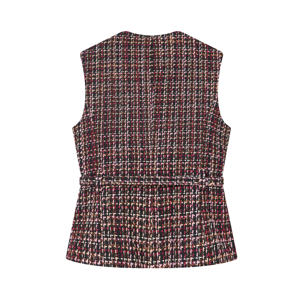 Chaleco Casual de Moda con Cuello Redondo, Cinturón y Botones, Color Personalizado, Transpirable, Resistente al Viento, Sin Mangas, para Mujer - Product Image 2