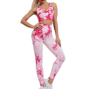 2026 Custom Logo Breathable <b>Tie</b> <b>Dye</b> High-Waisted Gym Leggings and Sports Bra <b>Set</b> Women's Fitness Yoga Print Pattern - Product Image 1