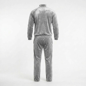 <b>Men's</b> Luxury Grey Acid Wash Crushed Velour Streetwear Tracksuit Set-Premium Vintage <b>Velvet</b> Drawstring <b>Jacket</b> Pants Custom Logo - Product Image 4