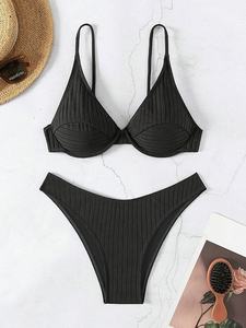 High Waist Ice Silk Traceless Invisible Bikini Women Seamless Panty Wholesale Swimwear Sequined Feathers Custom Logo - Product Image 3