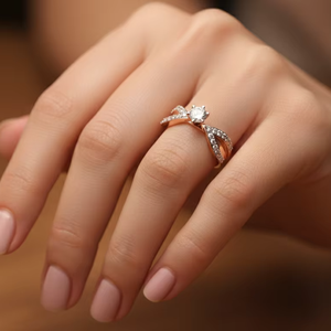 แหวนหมั้นเพชรโรสโกลด์หรูหรา ดีไซน์ไขว้แบบอินฟินิตี้ สำหรับผู้หญิง เหมาะสำหรับเป็นของขวัญวันครบรอบ - Product Image 5