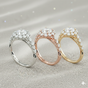 Bague de fiançailles en forme de halo de diamant festonné - Product Image 6