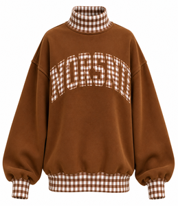 Sweat-shirt à col roulé en molleton épais pour femme, coupe oversize, style universitaire, streetwear, 100% coton, personnalisable - Product Image 1