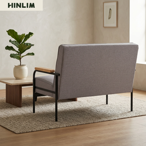 Sofá de Dos Plazas Moderno, Tapizado en Tela, Respaldo Acolchado, Patas de Metal, Diseño Minimalista, Sofá Seccional Tipo Loveseat para Villa - Product Image 3