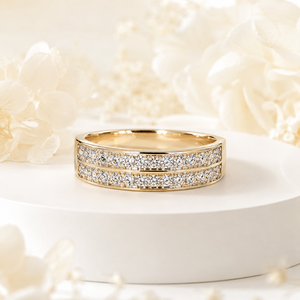 14K <b>Gold</b> Designer Band <b>Ring</b> with Sparkling White Stones Elegant Women Wedding Fine Jewelry Supplier - Product Image 2