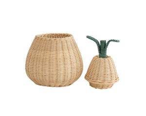Handwoven Rattan Pear Shaped Storage <b>Basket</b> with Lid, Natural <b>Wicker</b> Decorative Organizer for Laundry, Toys, Home Decor & Living - Product Image 3