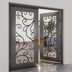 Styles de portes en fer forgé exquis : Portes en acier sécurisées pour les extérieurs de la maison, alliant l'art royal majestueux et une protection rigide. - Product Image 1