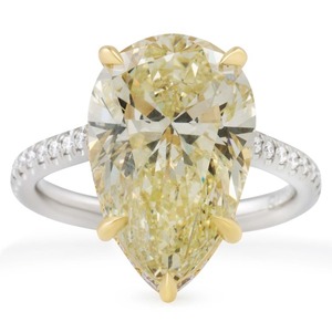 7.03 Carat Light Yellow Pear Cut Diamond Yellow Gold Rhodium Plated Engagement Anniversary Luxury Signature Wrap Ring - Product Image 4