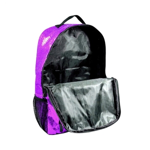 Unisex Lightweight Polyester <b>Mini</b> Glitter Sequins Geometric Zipper <b>Backpack</b> Embroidery Logo 35-L Capacity Vintage - Product Image 2