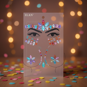 Adesivi viso con glitter Ilan, decorazioni facciali multicolori per feste - Product Image 3