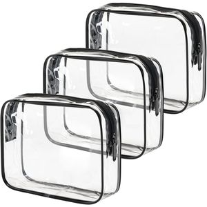 MODENGKONGJIAN Set di 3 Borse da Viaggio per Cosmetici Approvate TSA, Formato Quarto, Trasparenti, per Donna e Uomo - Product Image 3