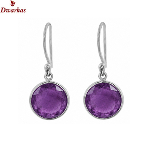 Boucles d'oreilles pendantes en argent sterling 925 avec améthyste, faites à la main et simples, pour femmes, cadeau de mariage ou de fiançailles - Product Image 2