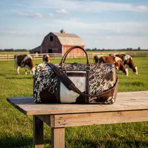 Sac de voyage unisexe multifonctionnel en cuir véritable à poils, avec fermeture éclair, prix d'usine, LHDB-0102 - Product Image 6