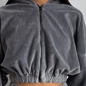 High Quality Customized Casual Comfort Vintage Zipper <b>Women</b> Sweatshirt <b>Set</b> Sports Slim Fit Tops Coat Fashion <b>Women</b> Casual Suit - Product Image 5