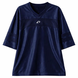 Camiseta Deportiva Ligera de Poliéster Azul Marino, Cuello en V, Estilo Jersey de Fútbol Americano, Transpirable, para Mujer, Personalizable - Product Image 5