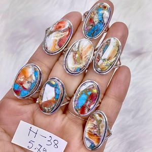 Natural Oyster Copper <b>Turquoise</b> <b>Rings</b> Unisex Wedding Classic <b>Ring</b> Wholesale Silver Price Jewelry - Product Image 1