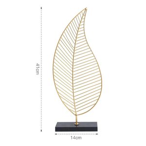 Escultura de Hoja de Hierro Metálico para Decoración del Hogar con Base de Madera, Pieza de Arte Moderna para Mesa, Adorno de Hoja para Sala de Estar u Oficina - Product Image 4