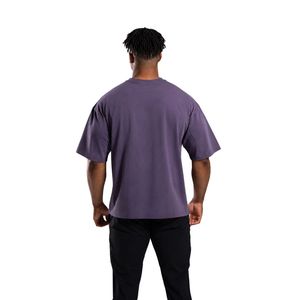 เสื้อยืดโอเวอร์ไซส์สีม่วงวินเทจสำหรับผู้ชาย ผ้าคอตตอนสโตนวอช คอกลม ทรงหลวม สไตล์ลำลอง สตรีทแวร์ แฟชั่น - Product Image 6