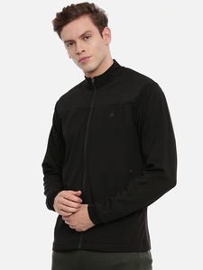 Veste matelassée en polaire noire pour homme, à capuche, imperméable, fermeture éclair sur le devant, col montant, vêtement d'hiver décontracté, couleur unie, coupe ajustée - Product Image 2
