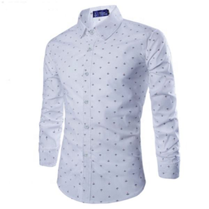 Camisa estampada de moda para hombre, barata, de manga larga, con cuello alto, con botones, formal e informal - Product Image 3