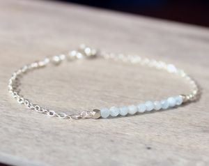 Pulsera de Aguamarina en Plata de Ley 925, Gema de Marzo, Joyería Minimalista para Mujer, Proveedor Mayorista - Product Image 2