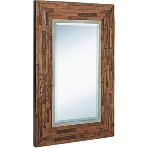 Miroir mural décoratif irrégulier moderne en bois massif ondulé et festonné pour salon, vente en gros - Product Image 6