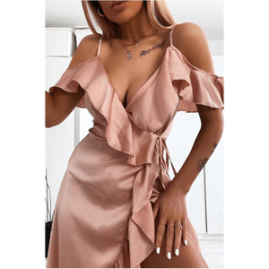 Minivestido romántico con volantes y hombros descubiertos - Product Image 3