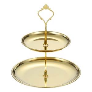 Elegante Soporte Redondo de Metal para Postres con Borde Decorativo para Pasteles de Cumpleaños, Cupcakes, Pasteles y Exhibiciones de Dulces - Product Image 1