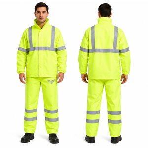 Ensemble de vêtements de travail haute visibilité 2026 : veste et pantalon imperméables réfléchissants unisexe pour la pluie - Product Image 3